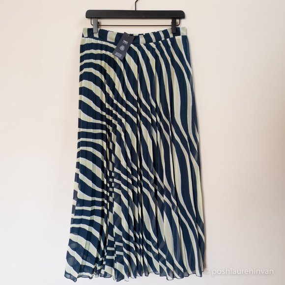M&S Collection Striped Pleated Midi Skirt *NWT* – Size US 8 Tall - Picture 5 of 16